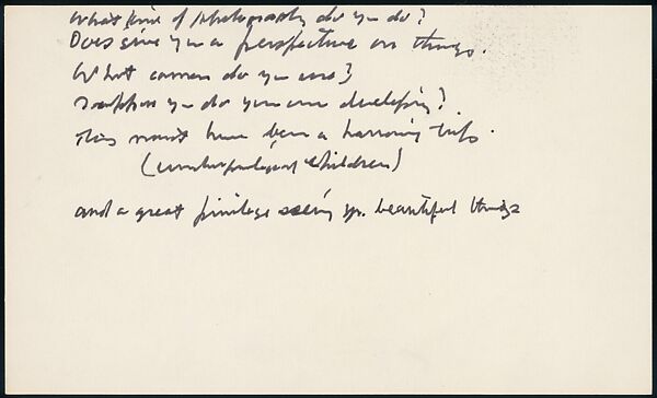 [73 Manuscripts, Typescripts, Carbons From the 1960s-70s: Van Vechten Portrait Session, Lyric Documentary Project, Yale Lecture Notes, Sale of Agee Manuscripts, MFA and Yale Exhibitions, Caroline Freud, and Personal Writing], Walker Evans (American, St. Louis, Missouri 1903–1975 New Haven, Connecticut), Pencil/ink on paper