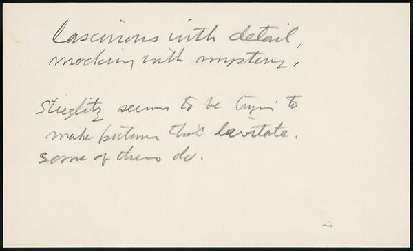 [73 Manuscripts, Typescripts, Carbons From the 1960s-70s: Van Vechten Portrait Session, Lyric Documentary Project, Yale Lecture Notes, Sale of Agee Manuscripts, MFA and Yale Exhibitions, Caroline Freud, and Personal Writing], Walker Evans (American, St. Louis, Missouri 1903–1975 New Haven, Connecticut), Pencil/ink on paper