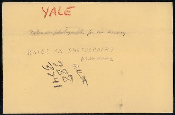 [73 Manuscripts, Typescripts, Carbons From the 1960s-70s: Van Vechten Portrait Session, Lyric Documentary Project, Yale Lecture Notes, Sale of Agee Manuscripts, MFA and Yale Exhibitions, Caroline Freud, and Personal Writing], Walker Evans (American, St. Louis, Missouri 1903–1975 New Haven, Connecticut), Pencil/ink on paper