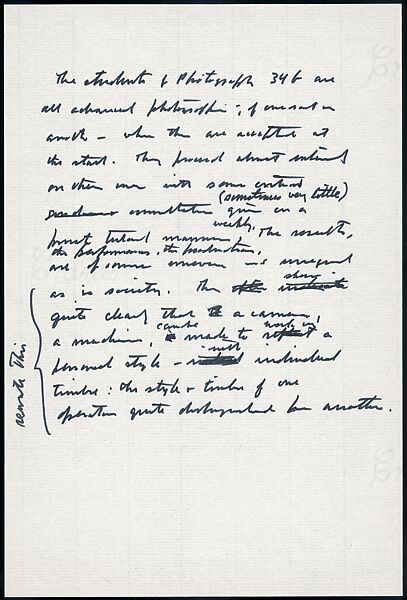 [73 Manuscripts, Typescripts, Carbons From the 1960s-70s: Van Vechten Portrait Session, Lyric Documentary Project, Yale Lecture Notes, Sale of Agee Manuscripts, MFA and Yale Exhibitions, Caroline Freud, and Personal Writing], Walker Evans (American, St. Louis, Missouri 1903–1975 New Haven, Connecticut), Pencil/ink on paper