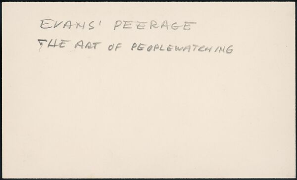 [73 Manuscripts, Typescripts, Carbons From the 1960s-70s: Van Vechten Portrait Session, Lyric Documentary Project, Yale Lecture Notes, Sale of Agee Manuscripts, MFA and Yale Exhibitions, Caroline Freud, and Personal Writing], Walker Evans (American, St. Louis, Missouri 1903–1975 New Haven, Connecticut), Pencil/ink on paper