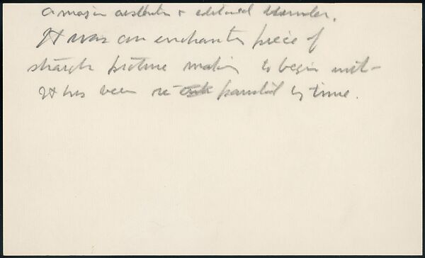 [73 Manuscripts, Typescripts, Carbons From the 1960s-70s: Van Vechten Portrait Session, Lyric Documentary Project, Yale Lecture Notes, Sale of Agee Manuscripts, MFA and Yale Exhibitions, Caroline Freud, and Personal Writing], Walker Evans (American, St. Louis, Missouri 1903–1975 New Haven, Connecticut), Pencil/ink on paper