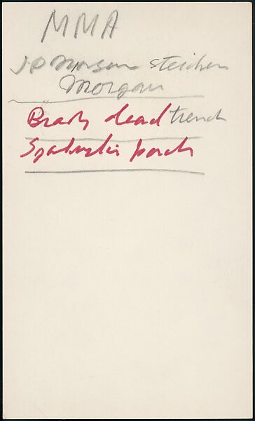 [73 Manuscripts, Typescripts, Carbons From the 1960s-70s: Van Vechten Portrait Session, Lyric Documentary Project, Yale Lecture Notes, Sale of Agee Manuscripts, MFA and Yale Exhibitions, Caroline Freud, and Personal Writing], Walker Evans (American, St. Louis, Missouri 1903–1975 New Haven, Connecticut), Pencil/ink on paper