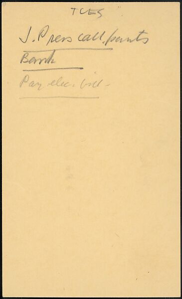 [73 Manuscripts, Typescripts, Carbons From the 1960s-70s: Van Vechten Portrait Session, Lyric Documentary Project, Yale Lecture Notes, Sale of Agee Manuscripts, MFA and Yale Exhibitions, Caroline Freud, and Personal Writing], Walker Evans (American, St. Louis, Missouri 1903–1975 New Haven, Connecticut), Pencil/ink on paper