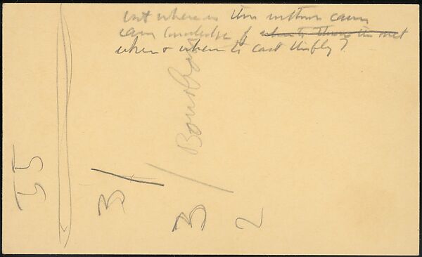[73 Manuscripts, Typescripts, Carbons From the 1960s-70s: Van Vechten Portrait Session, Lyric Documentary Project, Yale Lecture Notes, Sale of Agee Manuscripts, MFA and Yale Exhibitions, Caroline Freud, and Personal Writing], Walker Evans (American, St. Louis, Missouri 1903–1975 New Haven, Connecticut), Pencil/ink on paper