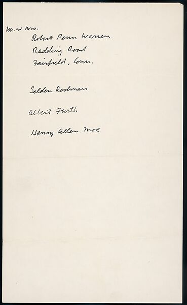 [73 Manuscripts, Typescripts, Carbons From the 1960s-70s: Van Vechten Portrait Session, Lyric Documentary Project, Yale Lecture Notes, Sale of Agee Manuscripts, MFA and Yale Exhibitions, Caroline Freud, and Personal Writing], Walker Evans (American, St. Louis, Missouri 1903–1975 New Haven, Connecticut), Pencil/ink on paper