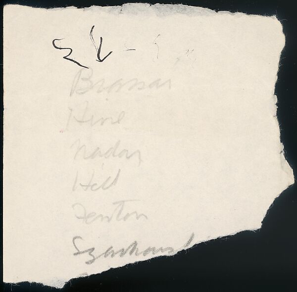 [73 Manuscripts, Typescripts, Carbons From the 1960s-70s: Van Vechten Portrait Session, Lyric Documentary Project, Yale Lecture Notes, Sale of Agee Manuscripts, MFA and Yale Exhibitions, Caroline Freud, and Personal Writing], Walker Evans (American, St. Louis, Missouri 1903–1975 New Haven, Connecticut), Pencil/ink on paper