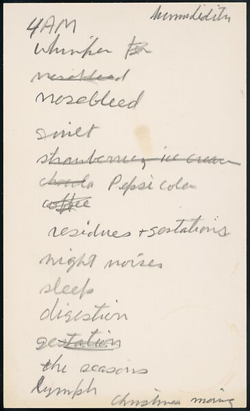 [73 Manuscripts, Typescripts, Carbons From the 1960s-70s: Van Vechten Portrait Session, Lyric Documentary Project, Yale Lecture Notes, Sale of Agee Manuscripts, MFA and Yale Exhibitions, Caroline Freud, and Personal Writing], Walker Evans (American, St. Louis, Missouri 1903–1975 New Haven, Connecticut), Pencil/ink on paper
