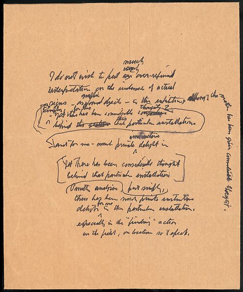 [73 Manuscripts, Typescripts, Carbons From the 1960s-70s: Van Vechten Portrait Session, Lyric Documentary Project, Yale Lecture Notes, Sale of Agee Manuscripts, MFA and Yale Exhibitions, Caroline Freud, and Personal Writing], Walker Evans (American, St. Louis, Missouri 1903–1975 New Haven, Connecticut), Pencil/ink on paper