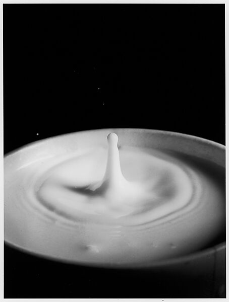 [Milk Drop Falling Into Reservoir of Milk (5/9)], Harold Edgerton (American, 1903–1990), Gelatin silver print 