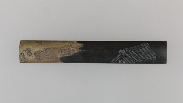 Knife Handle (Kozuka), Copper-gold alloy (shakudō), copper-silver alloy (shibuichi), gold, Japanese