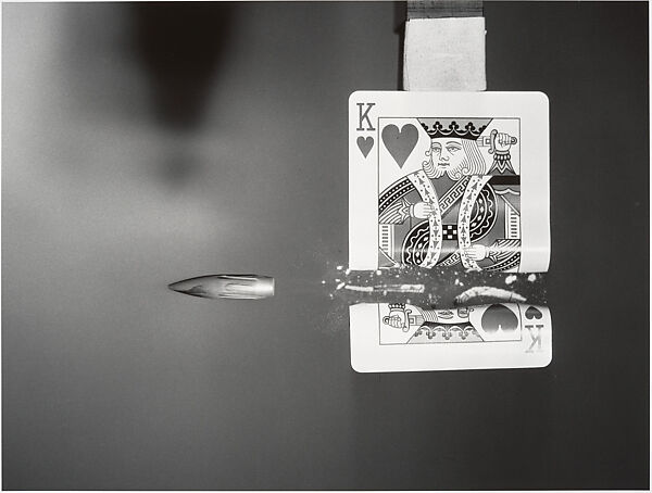 [Bullet Cutting Through Playing Card], Harold Edgerton (American, 1903–1990), Gelatin silver print 