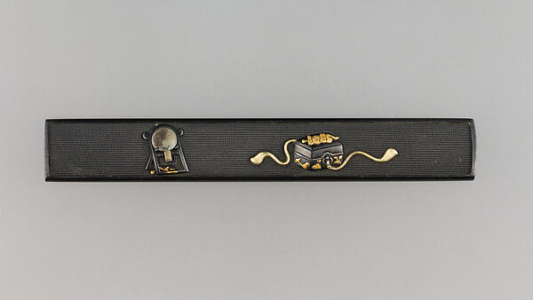 Knife Handle (Kozuka), Copper-gold alloy (shakudō), gold, silver, Japanese 
