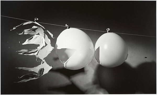 [Bullet Passing Through Three Balloons], Harold Edgerton (American, 1903–1990), Gelatin silver print 