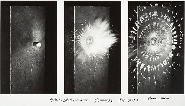 Bullet, Splash Formation, 1/1,000,000 sec., Harold Edgerton (American, 1903–1990), Gelatin silver print 