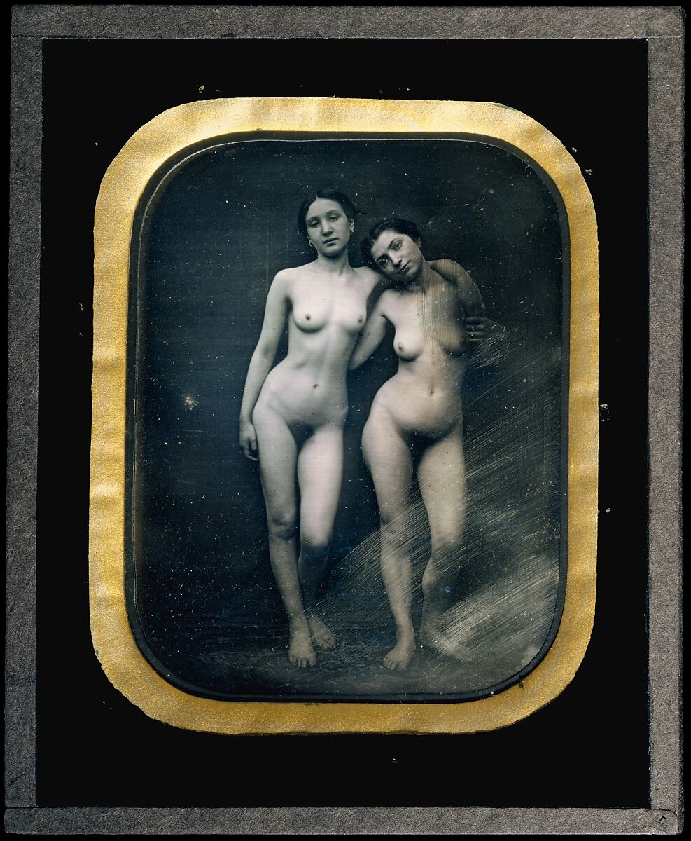 [Two Standing Female Nudes], Félix-Jacques-Antoine Moulin (French, 1800–after 1875), Daguerreotype 