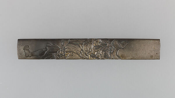 Knife Handle (Kozuka), Copper-silver alloy (shibuichi), gold, silver, Japanese 