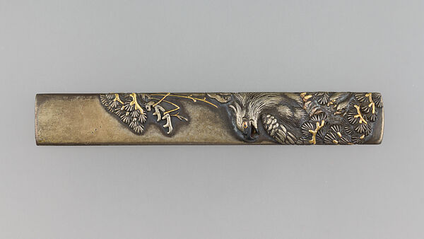 Knife Handle (Kozuka), Copper-silver alloy (shibuichi), gold, silver, Japanese 