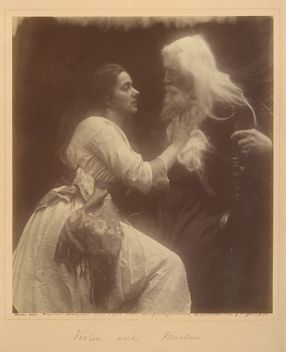 Vivien and Merlin, Julia Margaret Cameron (British (born India), Calcutta 1815–1879 Kalutara, Ceylon), Albumen silver print from glass negative 