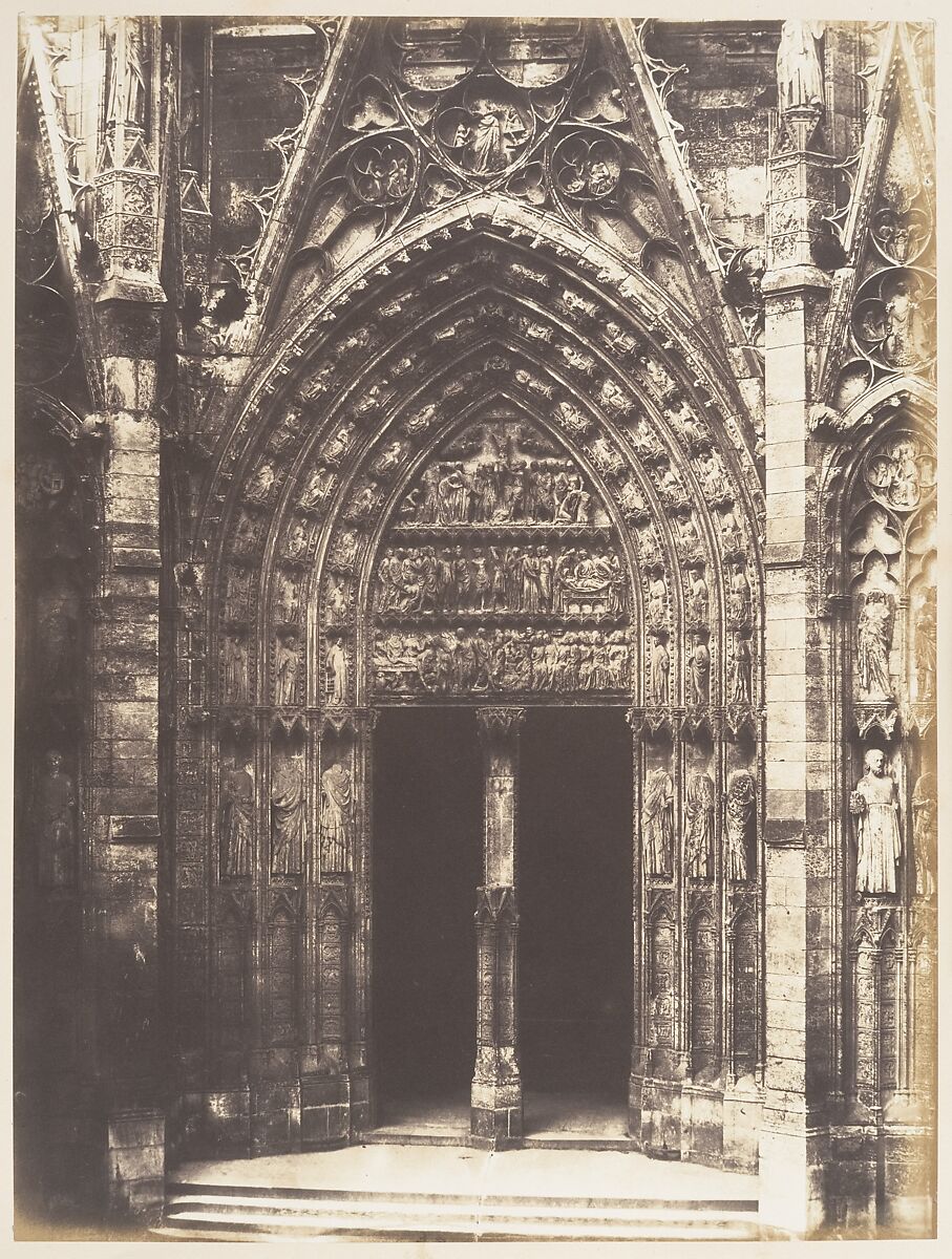 Portail de la Calende, Rouen Cathédral, Edmond Bacot (French, 1814–1875), Salted paper print from glass negative 