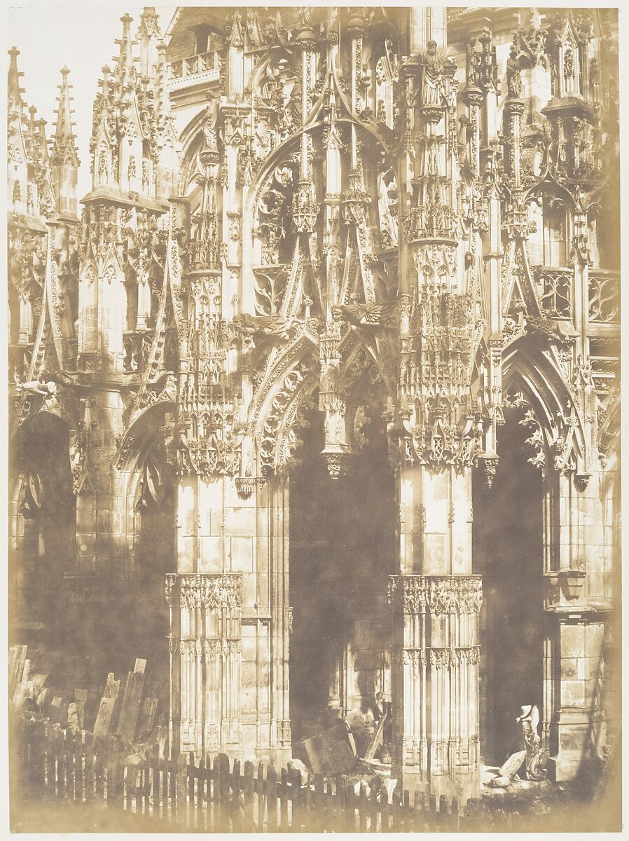 Portail de la Cathédrale de Louviers, Edmond Bacot (French, 1814–1875), Salted paper print from glass negative 