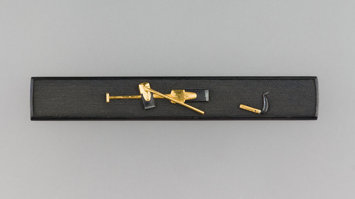 Knife Handle (Kozuka), Copper-gold alloy (shakudō), gold, silver, Japanese 