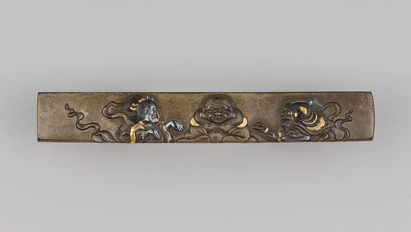 Knife Handle (Kozuka), Copper-silver alloy (shibuichi), gold, silver, Japanese 