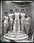 [Nine Portraits of Circus Performers, Including: Acrobats, Tightrope Walker, Horseback Riders, Signs], F. W. Glasier (American), Gelatin silver prints