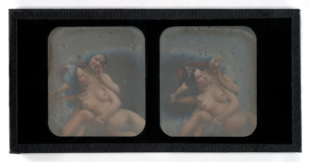 [Stereographic View of Two Nude Women], Unknown (French), Daguerreotype 