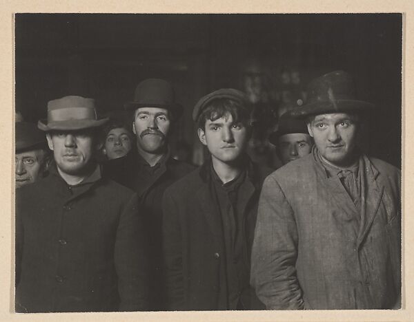Midnight at the Bowery Mission Bread Line, Lewis Hine (American, 1874–1940), Gelatin silver print 