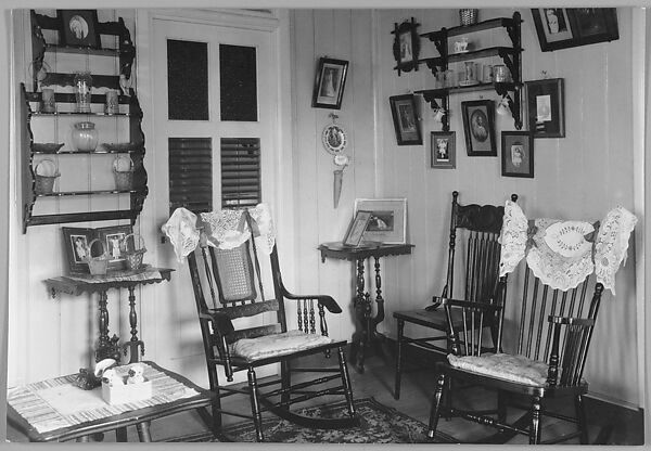 [Domestic Interior with Wooden Chairs and Corner Table], Nancy Naumburg (American), Gelatin silver print 