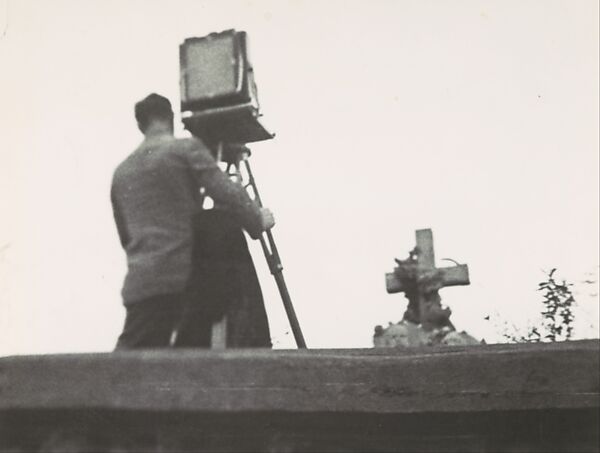 [Walker Evans with 8 x 10" View Camera Photographing in Bethlehem, Pennsylvania Graveyard], Peter Sekaer (American (born Denmark), Copenhagen 1901–1950 Ardsley, New York), Gelatin silver print 