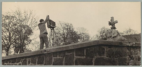 [Walker Evans with 8 x 10" View Camera Photographing in Bethlehem, Pennsylvania Graveyard], Peter Sekaer (American (born Denmark), Copenhagen 1901–1950 Ardsley, New York), Gelatin silver print 