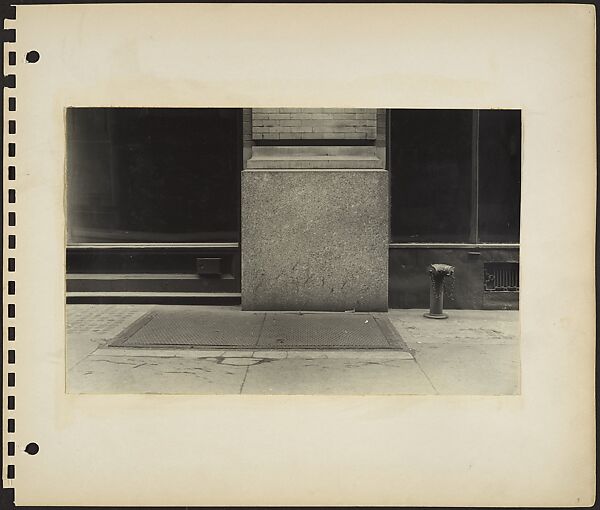 [Building Front, Cellar Hatch, and Siamese Standpipe on Sidewalk, New York City], Rudy Burckhardt (American (born Switzerland), Basel 1914–1999 Searsmont, Maine), Gelatin silver print 