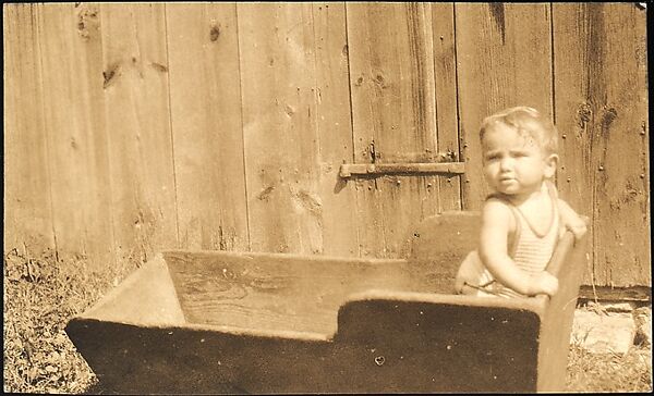 [Anita Skolle, Daughter of Hanns and Elisabeth Skolle, Standing in Wooden Trough], Walker Evans (American, St. Louis, Missouri 1903–1975 New Haven, Connecticut), Gelatin silver print 