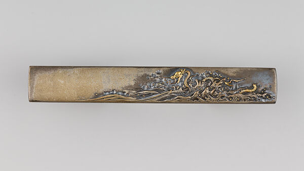 Knife Handle (Kozuka), Copper-silver alloy (shibuichi), gold, silver, Japanese 