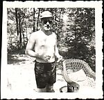 [Walker Evans Standing Before Wooded Path], Unknown, Gelatin silver print