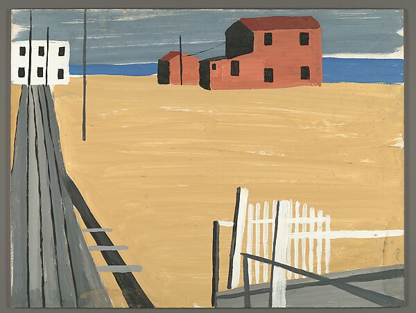 [Seashore Scene with Boardwalk], Walker Evans (American, St. Louis, Missouri 1903–1975 New Haven, Connecticut), Tempera on panel 