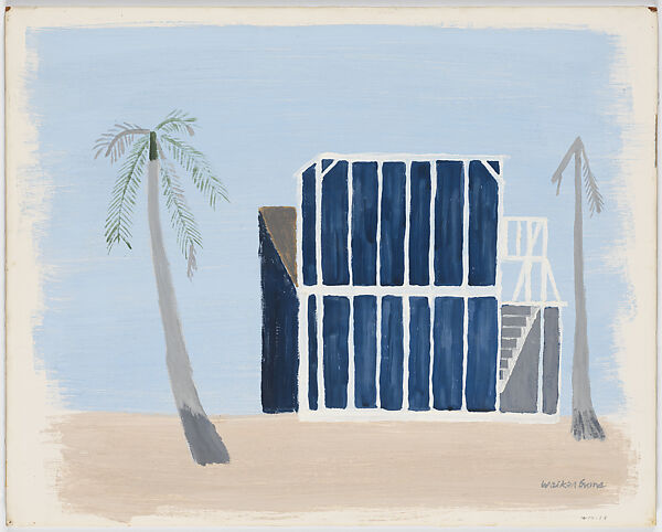 [House with Gridded Panel and Palm Trees], Walker Evans (American, St. Louis, Missouri 1903–1975 New Haven, Connecticut), Tempera on panel 