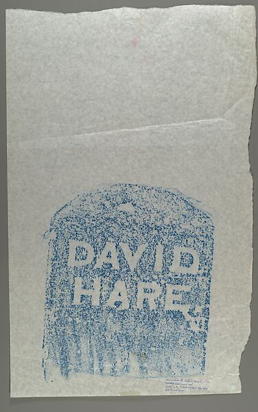 [Gravestone Rubbing: "David Hare" in Blue], Walker Evans (American, St. Louis, Missouri 1903–1975 New Haven, Connecticut), Chalk on paper 
