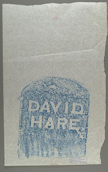 [Gravestone Rubbing: "David Hare" in Blue], Walker Evans (American, St. Louis, Missouri 1903–1975 New Haven, Connecticut), Chalk on paper 