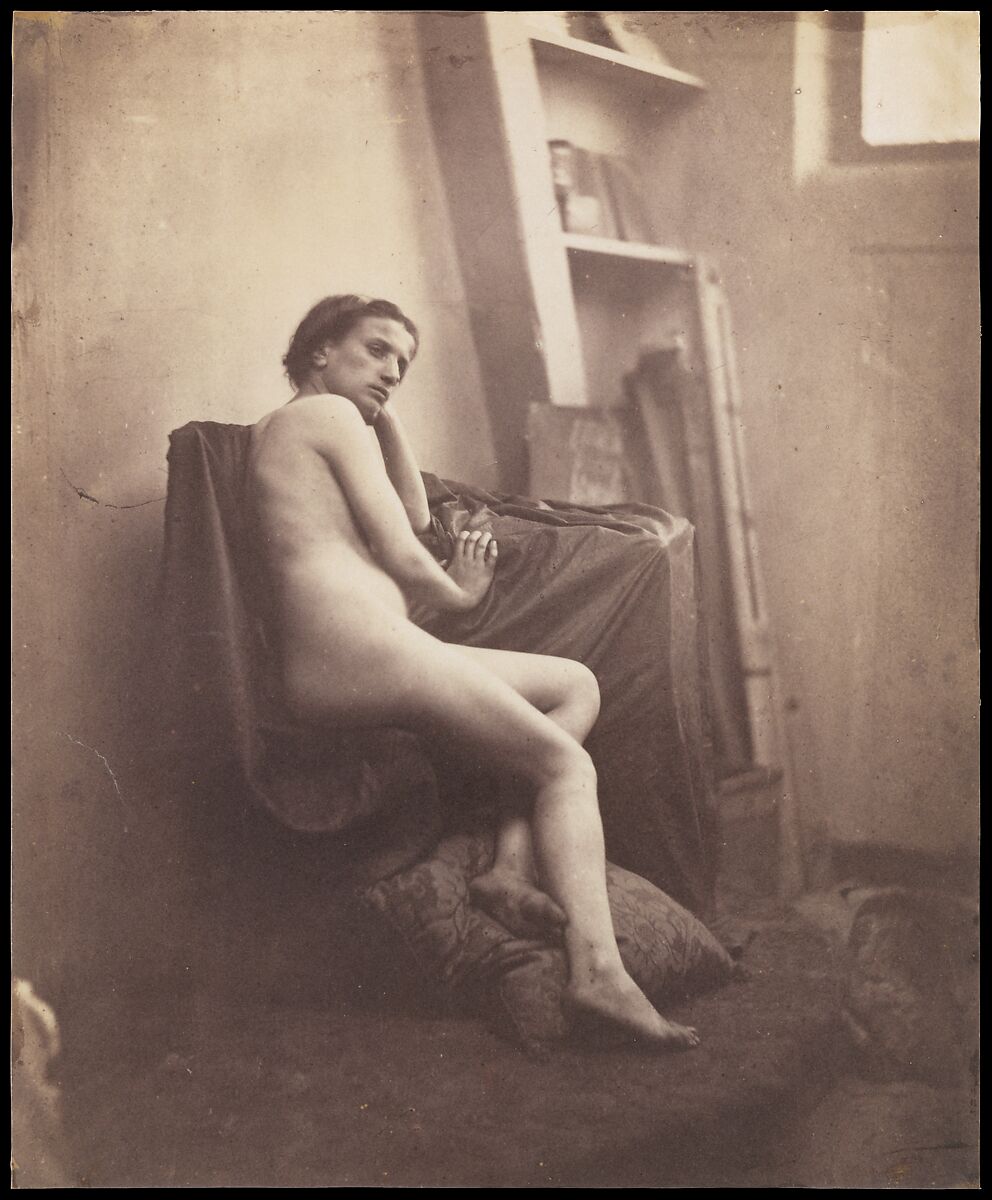 [Female Nude in Studio], Franck-François-Genès Chauvassaignes (French, 1831–after 1900), Salted paper print from glass negative 