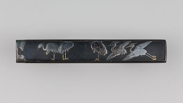 Knife Handle (Kozuka), Copper-gold alloy (shakudō), gold, silver, Japanese 