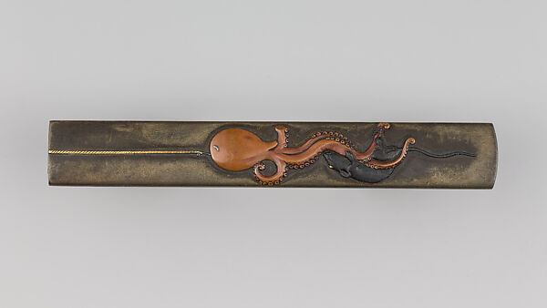 Knife Handle (Kozuka), Copper-silver alloy (shibuichi), gold, copper, copper-gold alloy (shakudō), Japanese 