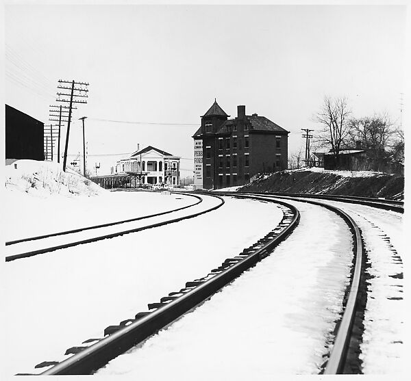 [Railroad Tracks and Depot], Ralph Eugene Meatyard (American, 1925–1972), Gelatin silver print 