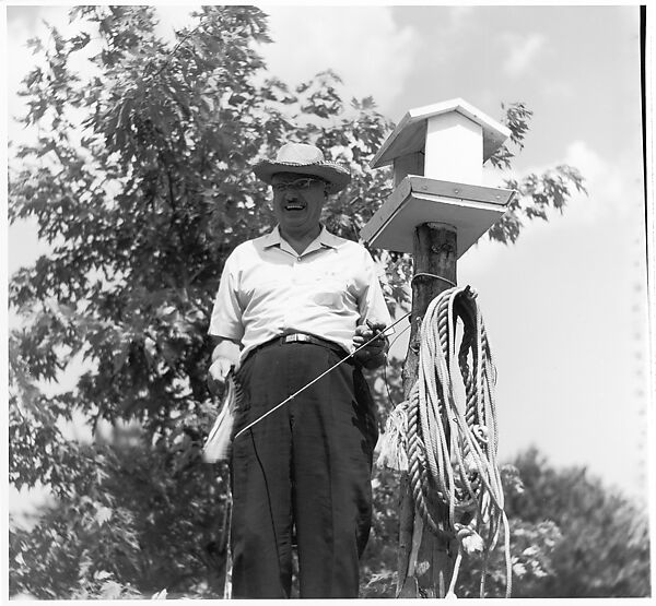 [Man Next to Birdhouse], Ralph Eugene Meatyard (American, 1925–1972), Gelatin silver print 