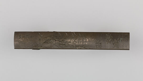 Knife Handle (Kozuka), Copper-silver alloy (shibuichi), gold, silver, Japanese