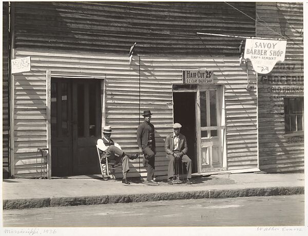 [Barber Shops, Vicksburg, Mississippi], Walker Evans  American, Gelatin silver print