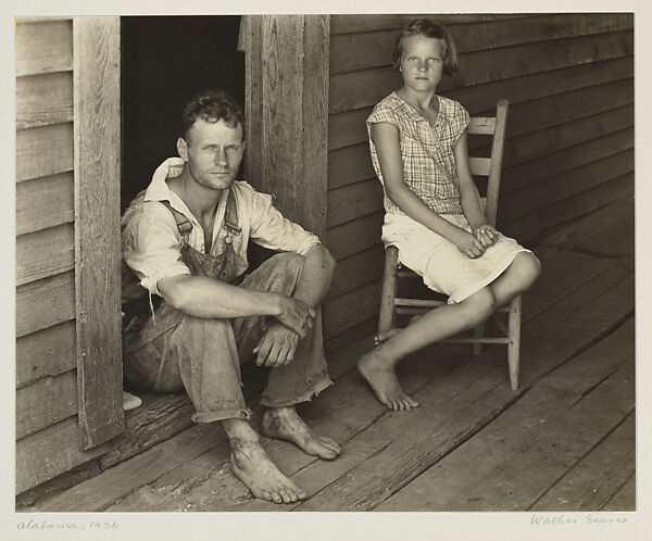 [Floyd and Lucille Burroughs on Porch, Hale County, Alabama], Walker Evans (American, St. Louis, Missouri 1903–1975 New Haven, Connecticut), Gelatin silver print 