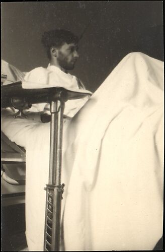 [Self-Portrait in New York Hospital Bed (Right Profile, From Below), New York City]